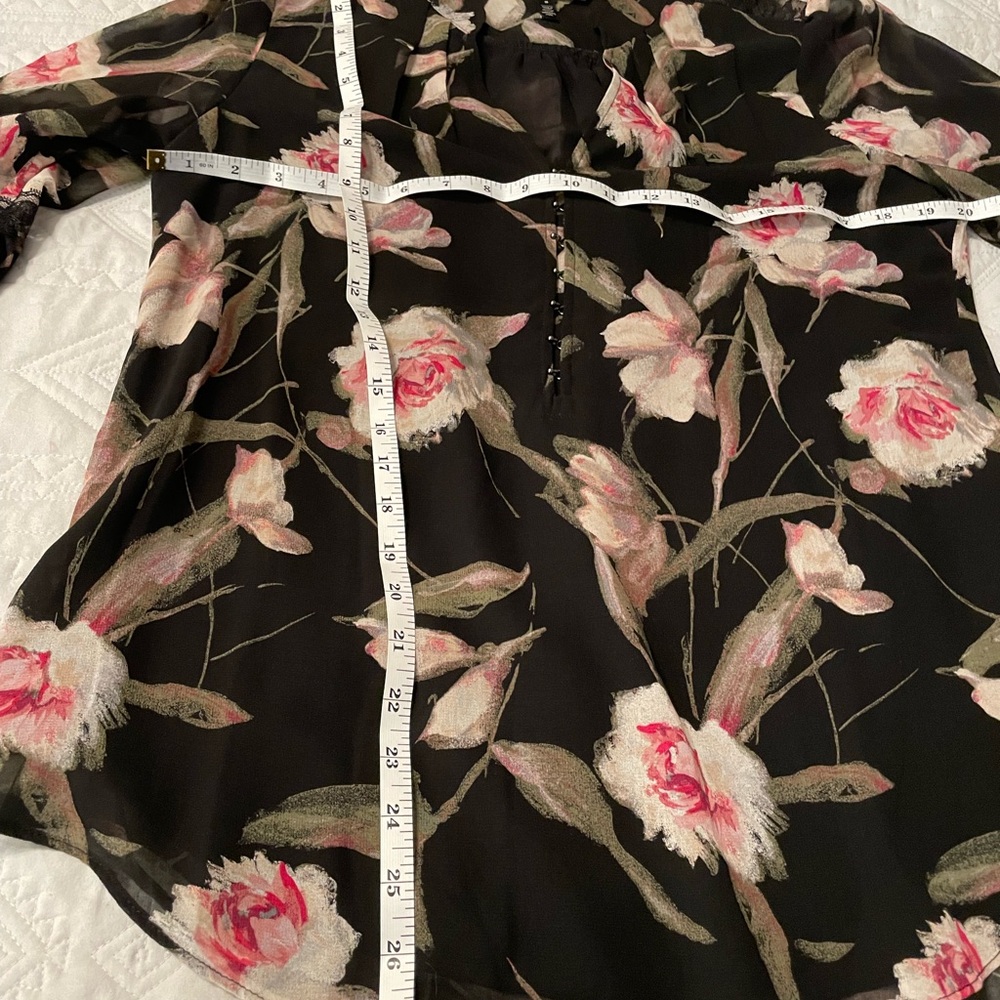 White House Black Market Black Floral Blouse - Picture 11 of 14
